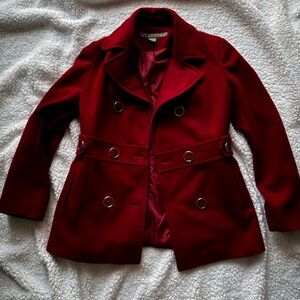 Kenneth Cole Reaction Crimson Red Double-Breasted Peacoat